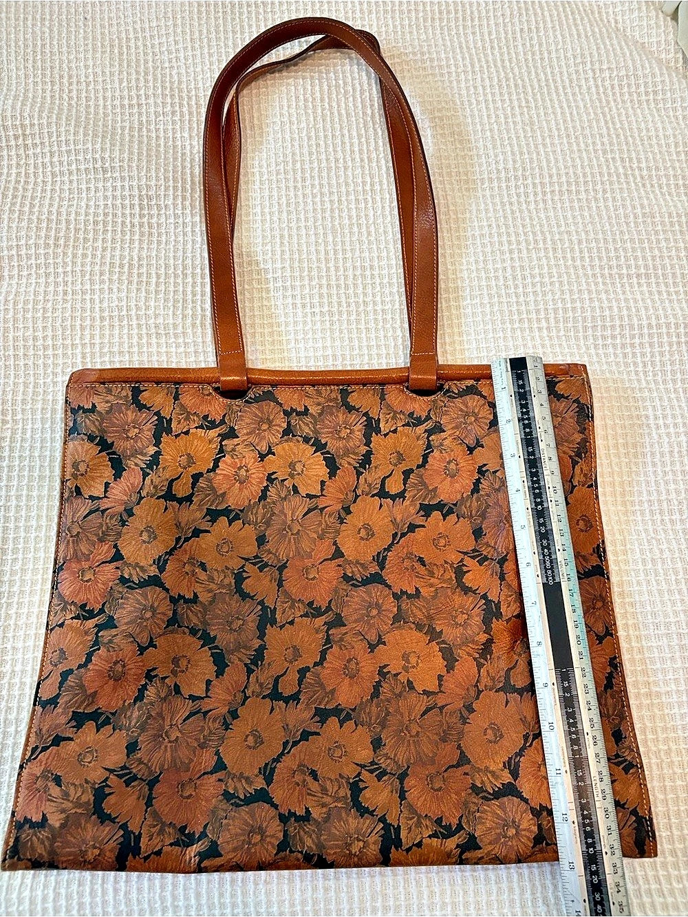 Vintage Furla Floral Tote in Brown & Black - Picture 3 of 8